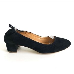 J Crew Anya black suede block heels